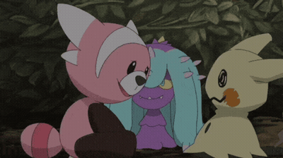 Three Stuffed Animals Are Sitting Next To Each Other One Of Which Has The Letter S On It GIF