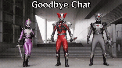 Three Superheroes Standing In Front Of Building Saying Goodbye Chat GIF