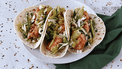 Three Tacos On White Plate GIF
