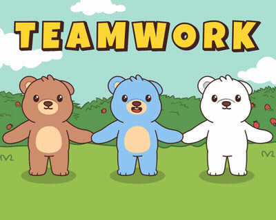 Three Teddy Bears Holding Hands GIF