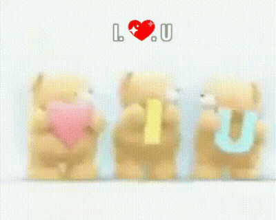 Three Teddy Bears Holding Hearts Saying I Love U GIF