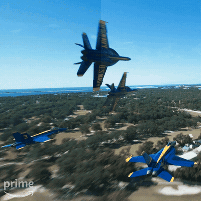 Three U.s. Navy Jets Flying Over A Golf Course GIF