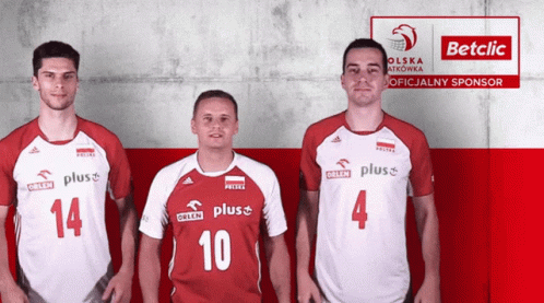Three Volleyball Players In Front Of Betclic Logo GIF