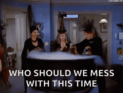 Three Witches Cauldron Saying Who Should We Mess With GIF