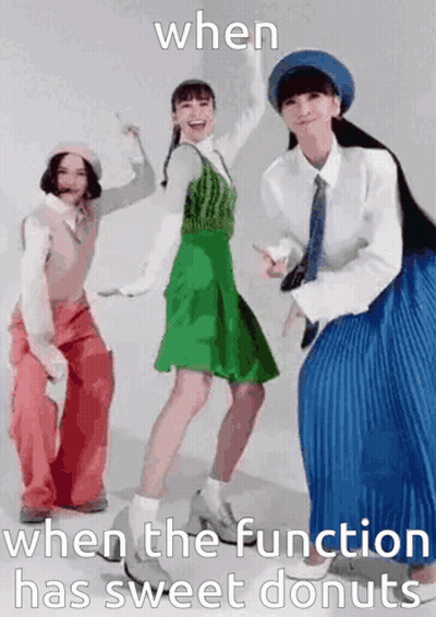 Three Women Are Dancing In A Room With A Caption That Says When The Function Has Sweet Donuts GIF