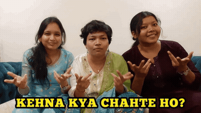 Three Women Are Sitting On A Couch With The Words Kehna Kya Chahte Ho GIF