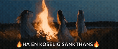 Three Women Dancing Around Fire Ha En Koselig Sankthans GIF
