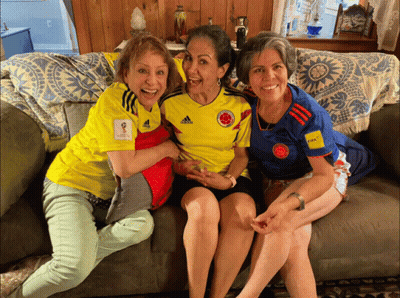 Three Women In Adidas Shirts On Couch GIF