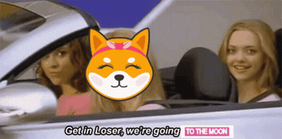 Three Women In Car Saying Get In Loser We're Going To The Moon GIF