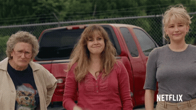 Three Women In Front Of Red Truck Netflix GIF