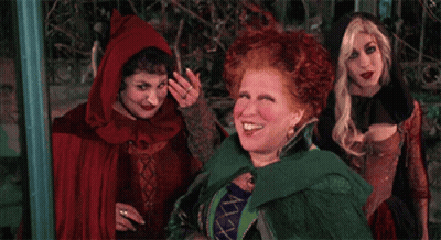 Three Women in Halloween Costumes Smiling