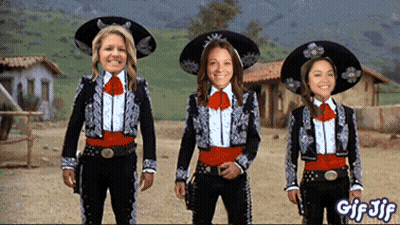 Three Women In Mariachi Outfits GIF