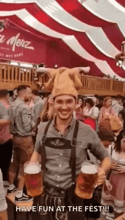 Three Women In Oktoberfest Costumes GIF