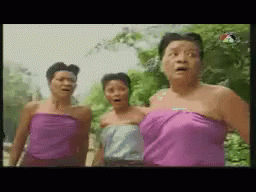 Three Women In Purple Dresses GIF
