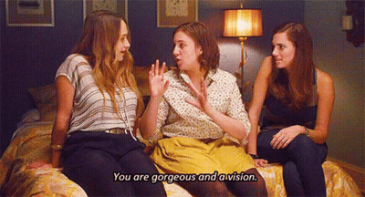 Three Women On Bed Saying You Are Gorgeous GIF