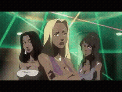 Three Women Standing Arms Crossed In Club GIF