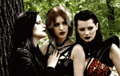 Three Women Standing In Forest GIF