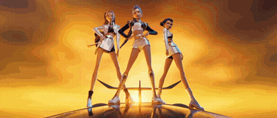 Three Women Standing In Front Of Sunset GIF