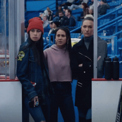 Three Women Standing Next To Each Other GIF