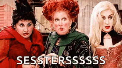 Three Women Standing Together Saying Sesstersssss GIF