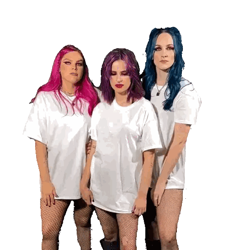 Three Women With Pink And Blue Hair Sticker