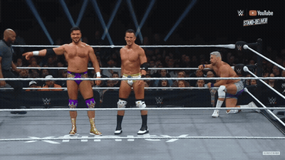 Three Wrestlers In Ring With YouTube Logo GIF