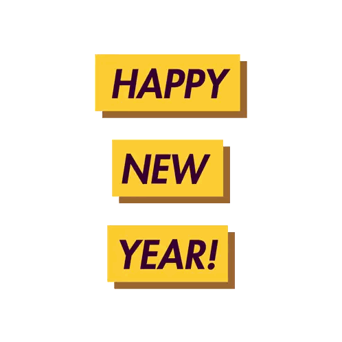 Three Yellow Happy New Year Squares Sticker