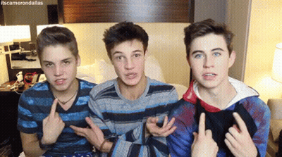 Three Young Men Giving Middle Finger #ItsCameronDallas GIF