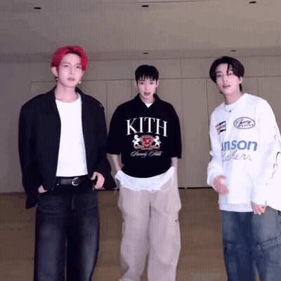 Three Young Men Standing Together One Wearing Kith Shirt GIF