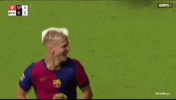 Thrilled Dani Olmo Running Across Field GIF