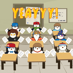 Throwing Papers Animated Penguins In Class GIF