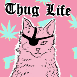 Thug Life Pink Cat GIF