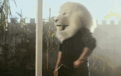 Thumb Up Lion Head Mascot GIF