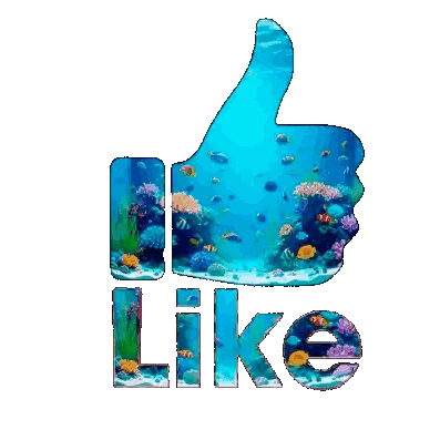 Thumbs Up With Fish Tank Background Sticker