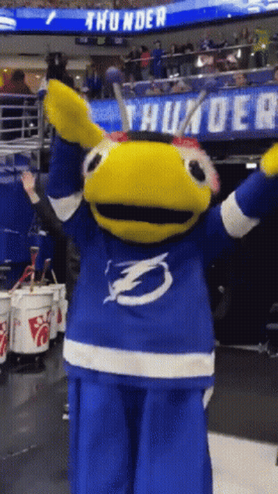 Thunder Mascot In Front Of Crowd GIF