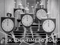 Tick Tock Time To Rock Clock Mascot Dance GIF