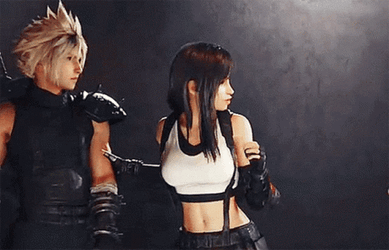 Tifa Walking With Cloud GIF