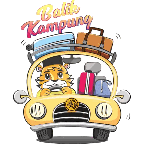 Tiger Driving Car With Luggage Sticker
