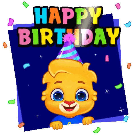 Tiger In Party Hat Holding Happy Birthday Sign Sticker