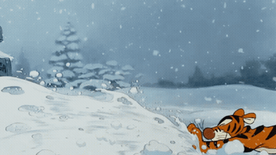Tiger Lying In Snow With Letter A GIF