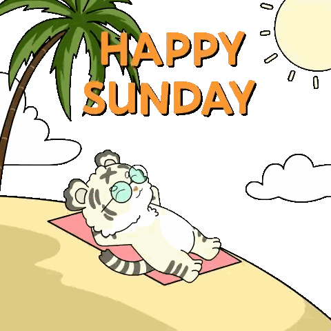 Tiger Lying On Beach Happy Sunday Sticker