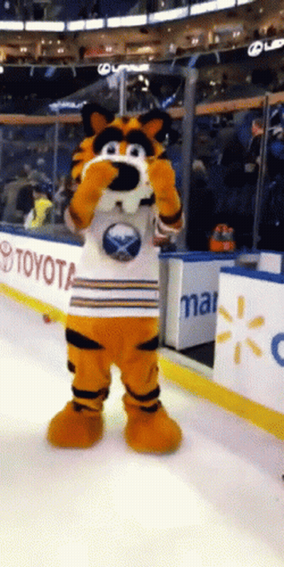 Tiger Mascot Standing On Ice Rink GIF
