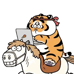 Tiger Riding Horse With Laptop Sticker