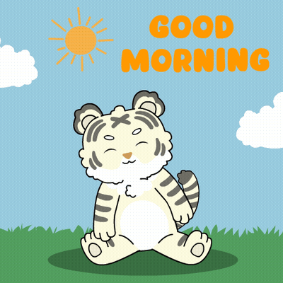 Tiger Sitting In Grass Good Morning GIF