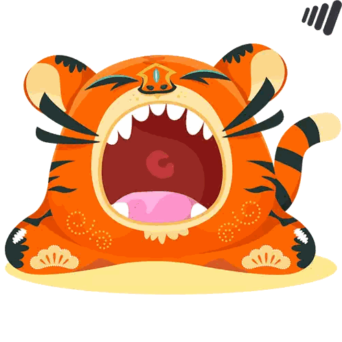 Tiger With Mouth Wide Open Sticker