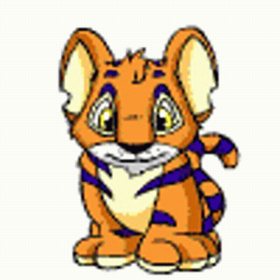 Tiger With Purple Tail Pointing GIF