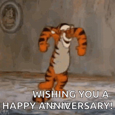 Tigger From Winnie The Pooh Is Dancing And Wishing A Happy Anniversary . GIF