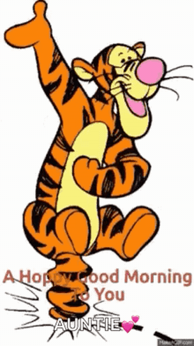 Tigger From Winnie The Pooh Is Giving A Thumbs Up And Saying Good Morning To His Auntie . GIF