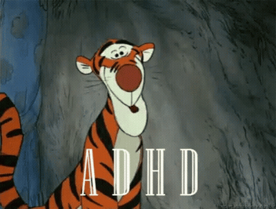 Tigger From Winnie The Pooh Is Shown With The Word Adhd Written Above Him GIF
