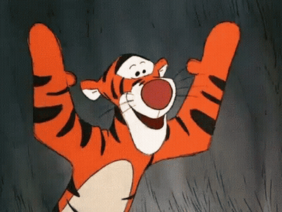 Tigger From Winnie The Pooh Is Standing In The Rain With His Arms Up In The Air . GIF
